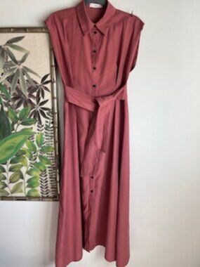 Mango MNG Shirt Dress Tie Midi Dress Women's M 6